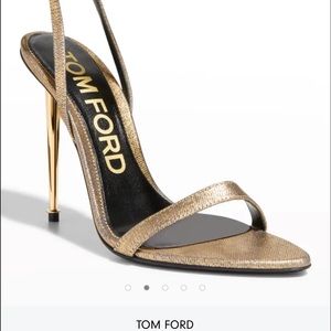 COPY - Tom Ford Lock 105mm Ankle Strap Sandals Metallic NWT